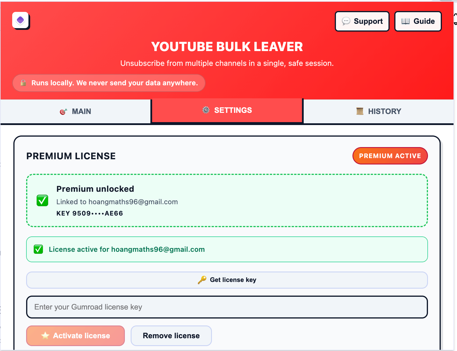 YouTube channel grid with selection controls